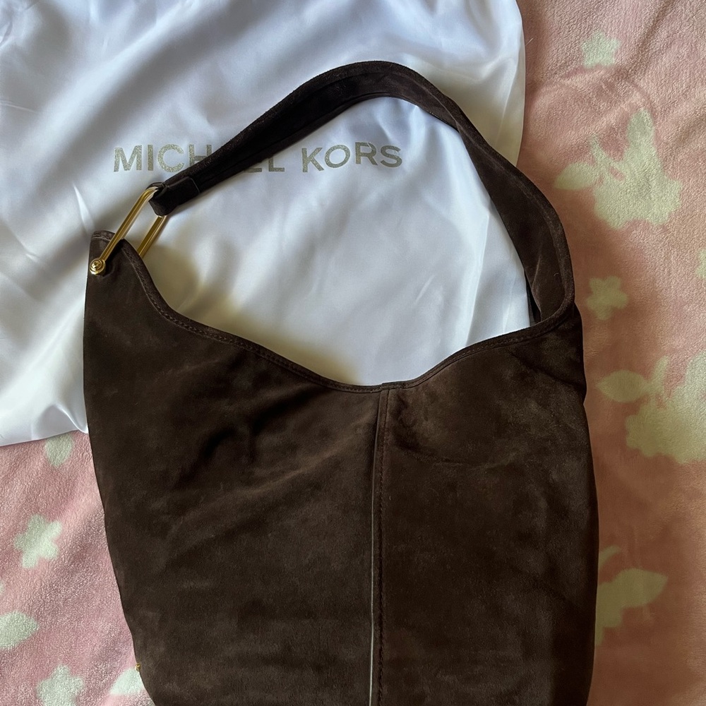 Michael Kors Sonny Suede Medium Chocolate Brown Hobo Bag